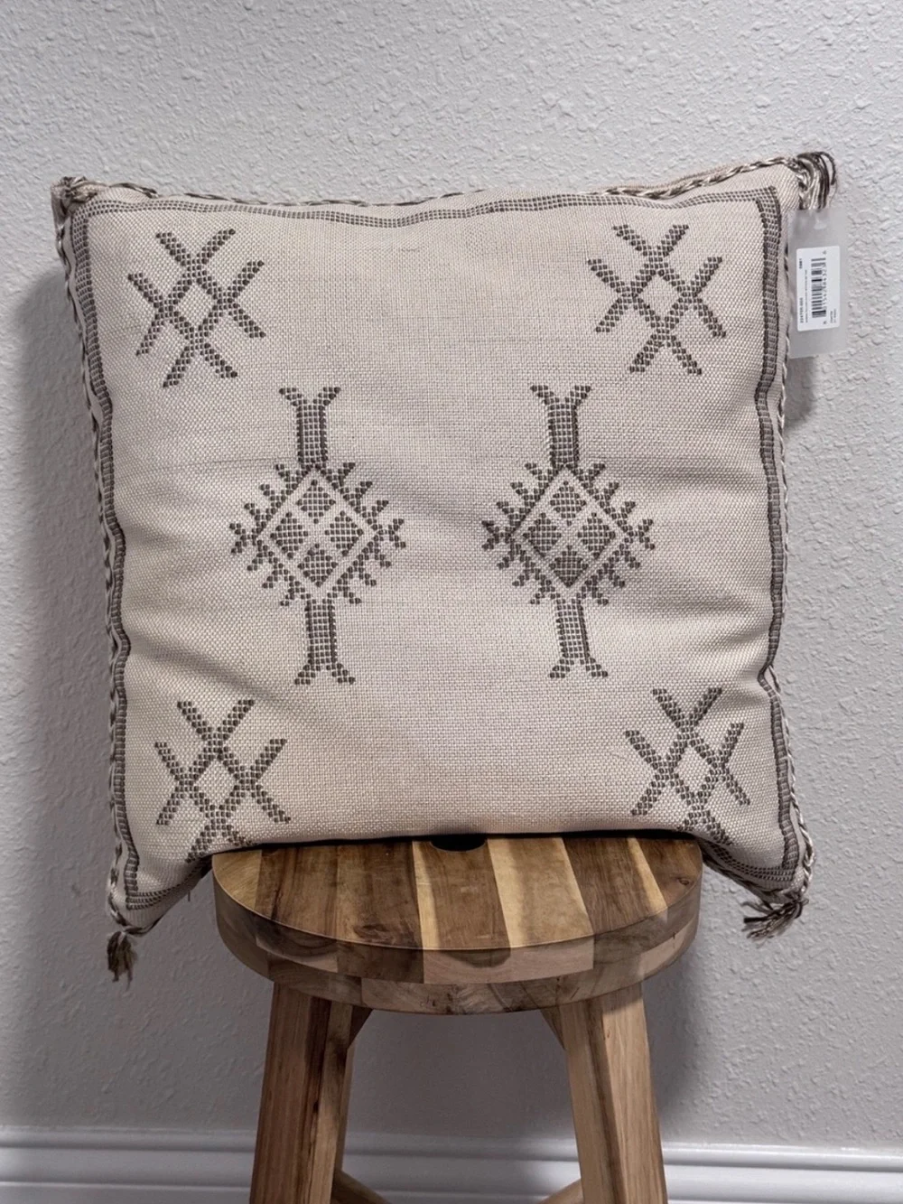 NWT Four Hands Studio Sabra Pillow Khaki Stitch 20x20 Boho